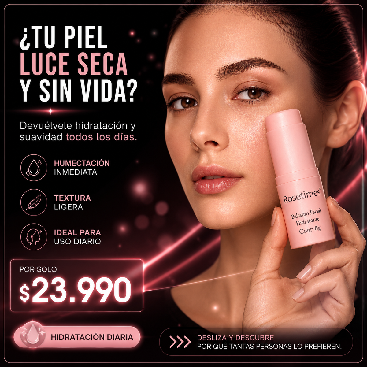 Bálsamo Facial Hidratante Antiarrugas Rosetimes