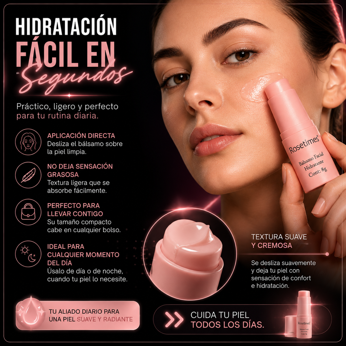 Bálsamo Facial Hidratante Antiarrugas Rosetimes