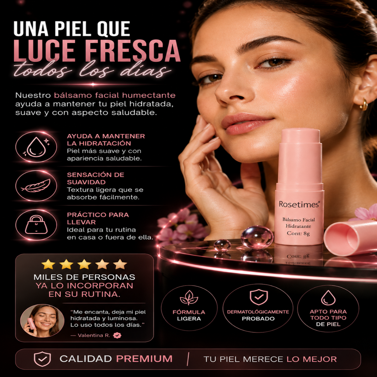 Bálsamo Facial Hidratante Antiarrugas Rosetimes